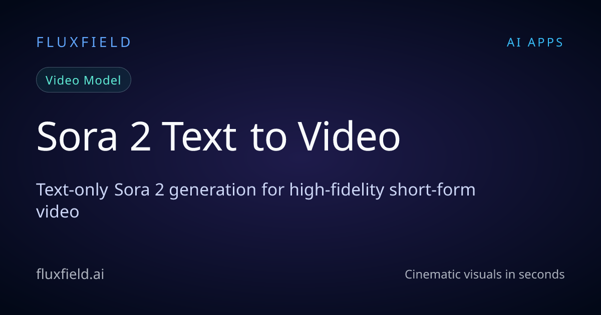 Sora 2 Text to Video — AI Video Generation Model | Fluxfield